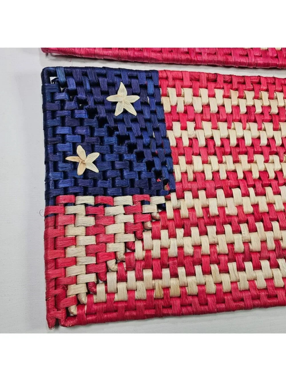 Set of 2 Wicker American Flag Placemats Red White & Blue 18